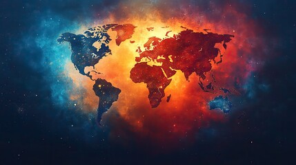Poster - high resolution abstract globe illustration centered on north america with contemporary geographical