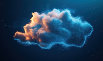 Poster - Digital cloud formation with glowing edges and abstract geometric structure