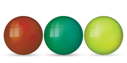 Wall Mural - set with glass colorful balls. glossy realistic ball, 3d abstract vector illustration highlighted on