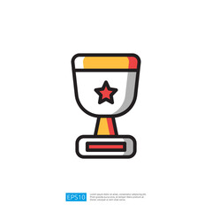 Poster - Minimalist Trophy Icon with Red Star on a White Backgrounds and other items related to an achievement and awards. 