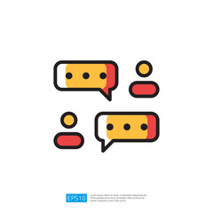 Poster - Minimalist Icon of Two Speech Bubbles with Dots in Bright Colors on a White Background with Dots design illustration