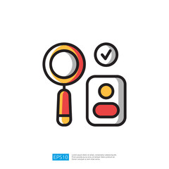 Poster - Magnifying Glass Over Checkmark Symbol Representing Analysis And Approval Process Illustration Icon Illustration