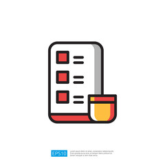 Poster - Checklist Document With Checkbox List And Clipboard On A White Backgrounds And Details Page. Showing Important Steps
