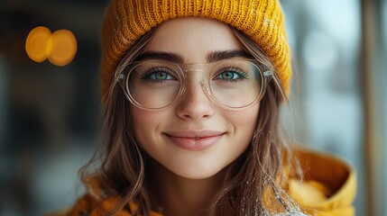 Poster - home improvement and renovation concept with a cheerful young woman in protective clothing and gloves