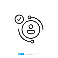 Poster - Minimalist User Profile Icon With Checkmark And Circular Elements On White Backgrounds Style Icon Design Vector