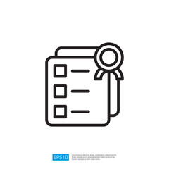 Poster - Minimalist Icon Representing Checklist with Ribbon and Multiple Points