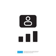 Poster - Simple Icon Representing User Profile and Growth Metrics with Basic Black Silhouettes for Business Use Cases Using