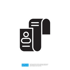 Poster - Minimalist Black Icon Of Document With Checkmarks And User Profile On White Backgrounds and forms relating to documents