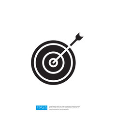 Poster - Minimalist Icon Of A Dart Hitting Center Of A Target On White Background