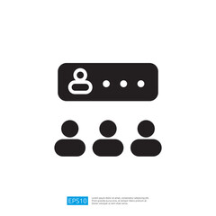 Poster - Minimalist Icon Depicting User Login Interface With Three Silhouetted Figures Against White Backgrounds Using Geometric