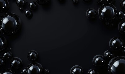 Poster - Black bubbles on dark background creating a modern abstract design
