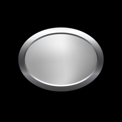 Fototapete - Silver button of ellipse shape with frame vector illustration. Realistic isolated website element, platinum glossy label for game UI, oval badge of navigation menu with light effect on border.
