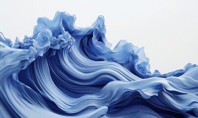 Poster - Flowing blue waves in abstract design showcasing smooth textures and dynamic movement
