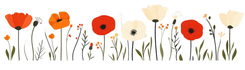 Wall Mural - Radiant red poppies in dramatic contrast, a stunning floral display against black background