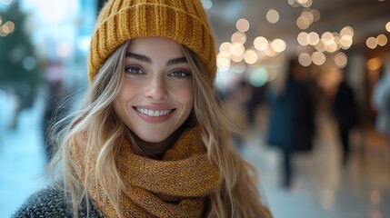 Poster - joyful woman enjoying shopping spree with multiple bags in vibrant city center urban lifestyle tourism and happiness concept