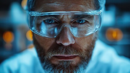 Poster - laboratory technician conducting microscopic bacteriological analysis using reagents in a modern microlaboratory setting