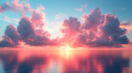 Poster - light soft panorama sunset sky background with pink clouds sunset over the clouds sky and clouds pink clouds in the sky clouds and sun rays