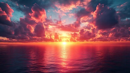 Poster - majestic 4k time lapse stunning sunrise sunset landscape with moving clouds nature s breathtaking light show generative ai