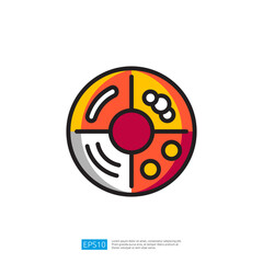Poster - Colorful Abstract Graphic Icon Representing Playful Round Design with Orange and Red Elements on White Background