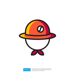 Poster - Colorful Hat Icon with Orange and Yellow Design Featuring Round Shape and Playful Aesthetic Elements