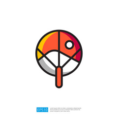 Poster - Colorful Icon of a Circular Fan with Orange and Red Gradient Background Elements in a Clean Graphic Design