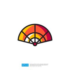 Poster - Colorful Geometric Icon of a Fan Shape Illustration with Orange and Yellow Gradients Representing Design and Creativity
