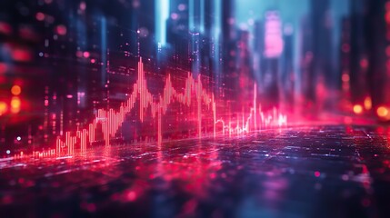 Poster - market growth analysis bullish candlestick chart pattern on blue background illustrating stock trading dynamics and investment strategies