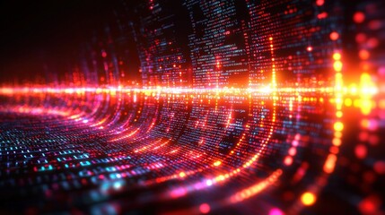 Poster - A computer screen illuminated with a striking glow of light emitting from its display