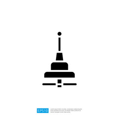 Poster - Stylized Black Wireless Communication Tower Icon Silhouette with Antenna Symbol on Isolated Background