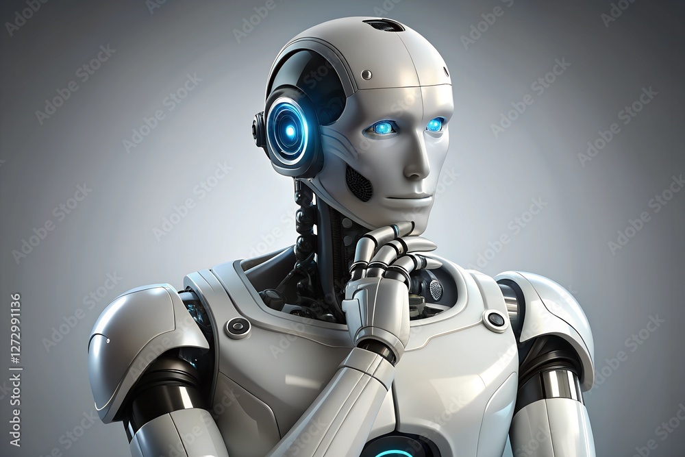 ai robot thinking, side view, isolated on transparent background Stock ...