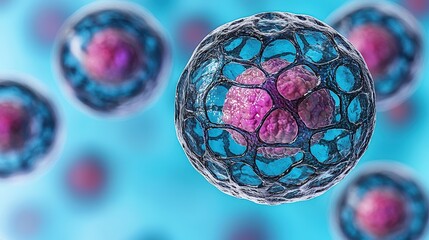Poster - A fascinating view of a cell containing a bright pink substance inside