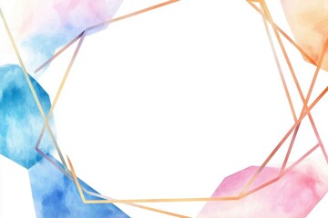 Poster - Abstract Watercolor Frame with Geometric Elements in Soft Colors