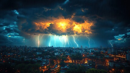 Poster - monsoon inverted in to space photograph cinematic lighting lightning in the night