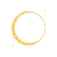 Wall Mural - Gold round circle frame golden small stars and glitter particles