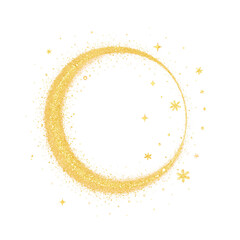 Wall Mural - gold round circle frame golden glittering stars and sense of magic