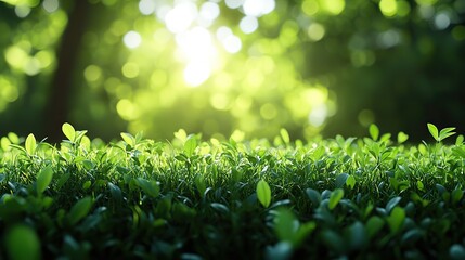 Poster - natural grass background with blurred bokeh and sunlight for fresh and vibrant outdoor design projects and serene nature visuals