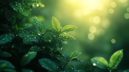 Poster - natural green bokeh background with soft light effects nature inspired abstract design for serene and refreshing visual aesthetics