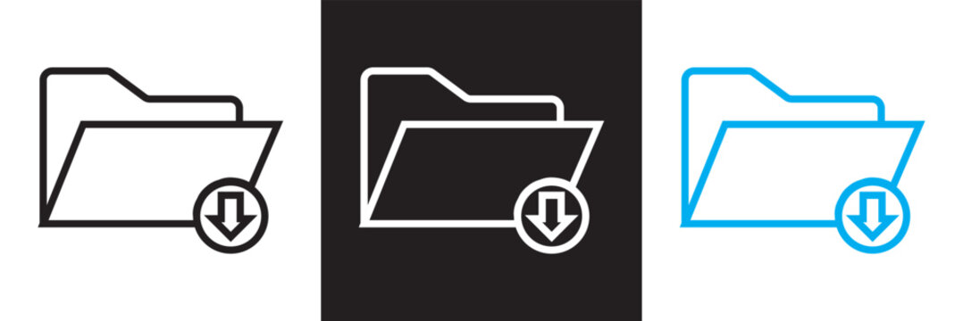 Document with download arrow icon.  isolated on white and black background. Vector illustration. EPS 10