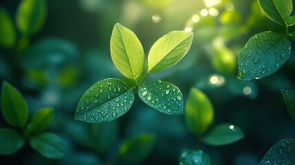 Poster - nature green bokeh background with soft light effects for fresh and serene visual aesthetics in natural design projects