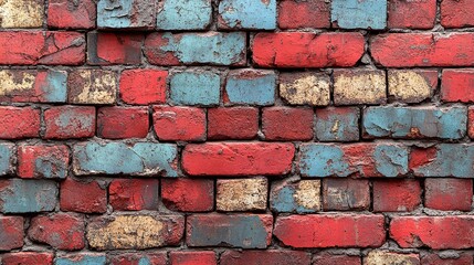 Poster - old red brick wall background wide panorama of masonry with cracks and stains vintage texture for design and decoration