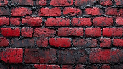 Poster - old red brick wall background wide panorama of masonry with cracks and stains vintage texture for design and decoration