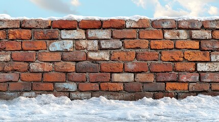Poster - old red brick wall background wide panorama of masonry with cracks and stains vintage texture for design and decoration