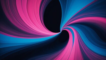 Poster - Vibrant Abstract Curves . Flowing Pink and Blue Swirls . Deep Black Background . Dynamic Movement and Fluidity . Engaging Visual Design for Creative Projects.