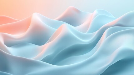 Poster - Abstract pastel waves, flowing fabric, soft gradient background, website design