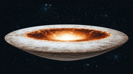 Wall Mural - glowing crater on celestial body in space