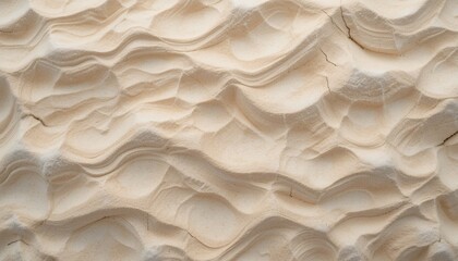 Poster - Sand Texture Waves. Close-Up Beige Sand Dunes. Abstract Natural Pattern. Calm Sandy Beach. Desert Landscape. Fine Grains Surface. Gentle Shadows. Tranquil Scene for Backgrounds or Textures