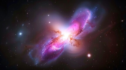 Poster - Cosmic collision of colors outer space digital art celestial environment vibrant viewpoint galactic concept