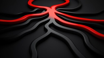 Poster - Dynamic red and black abstract design modern art digital artwork studio close-up perspective