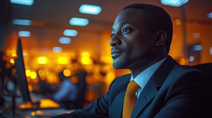 Poster - professional customer service executive working in a modern office environment providing expert assistance to clients