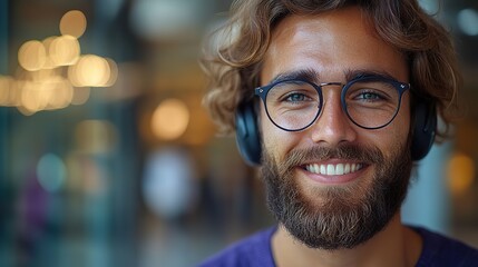 Poster - professional customer support representative with hands free headset providing expert assistance in a modern office environment